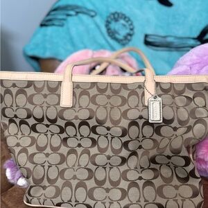 Coach Brown and Tan Signature Tote